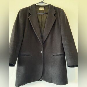 L.L. Bean Black Wool-Blend Single-Button Pea Coat